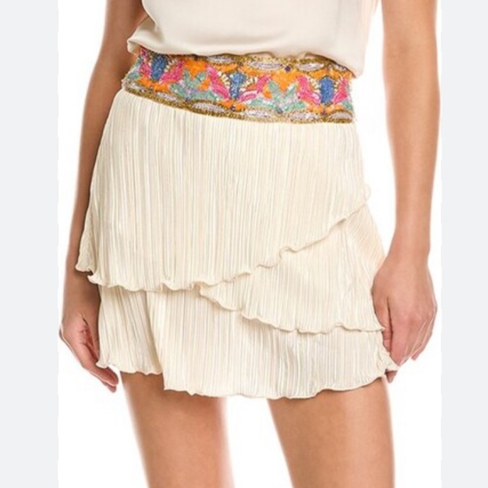 NWT Loveshackfancy Henny‎ Ruffle & Sequin Skirt White